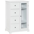 thumbnail image 1 of HOMCOM Armoire de Sol avec Porte Vitrée et 4 Tiroirs, Buffet, Armoire de Rangement pour Salle de Bain avec Étagère Réglable, pour Salon, Entrée, Blanc, 1 of 10