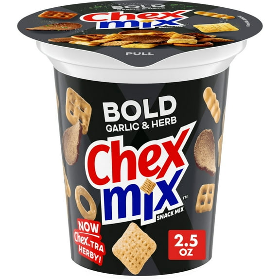 Chex Mix Bold Garlic and Herb Snack Mix, Snack Cup, 2.5 oz