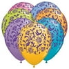 11 inch Damask Print Contempory Assortment with Purple Ink Latex Balloons (50 Pack) - Party Supplies Decorations