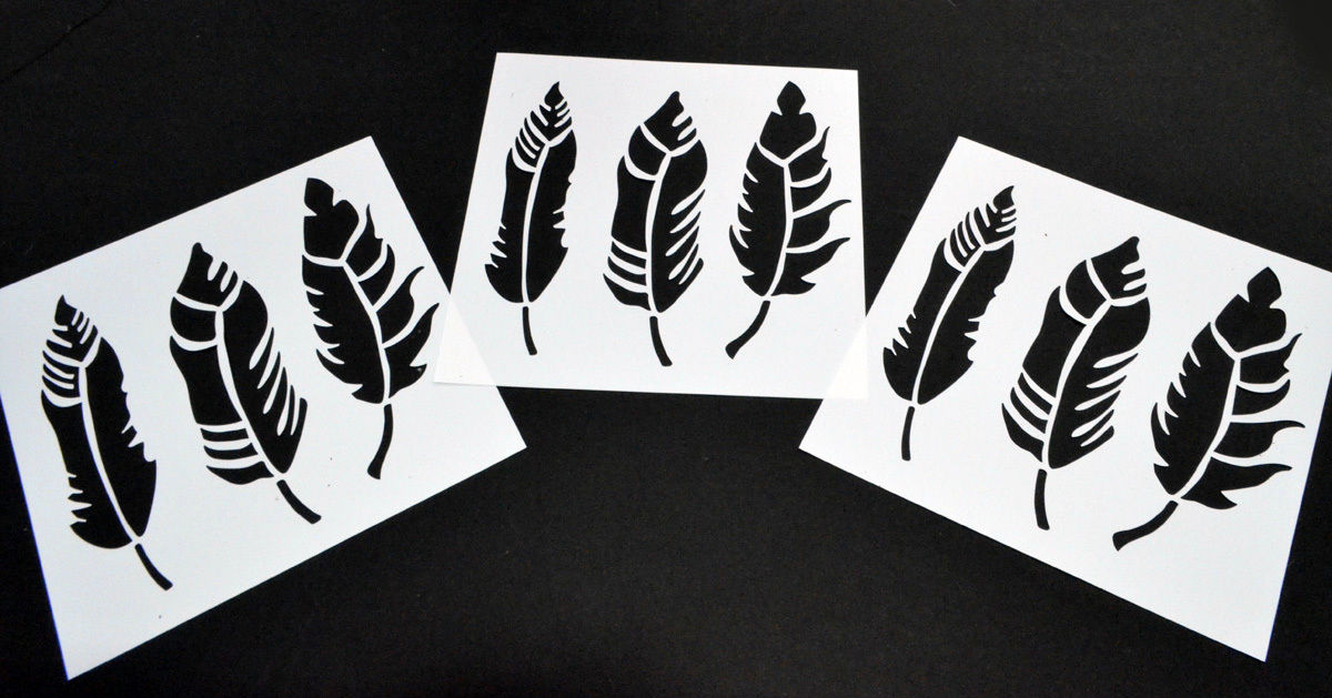 Feather 15Pack Vinyl Airbrush Stencils Feathers 10 Mil Spray paint stencil  7x7