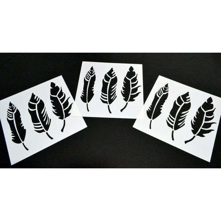 Feather 15Pack Vinyl Airbrush Stencils Feathers 10 Mil Spray paint stencil  7x7