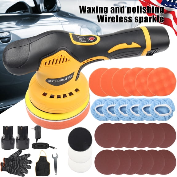 ASKITO Cordless Car Buffer Polisher, Car Polishing Kit with Dual Batteries, Portable Buffer for Car Detailing/Scratch Removing