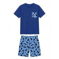 thumbnail image 6 of GIRUNS Men's Pajama Set Lightweight Sleepwear Sets Crew Neck Short Sleeve and Shorts Loungewear with Pocket Blue Cat 2XL, 6 of 9