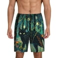 thumbnail image 3 of Lsque Mystical Black Cat Fireflies Mens Sleep Pajama Shorts,Short Pajama Pants, Cotton Ultra-Soft Knit-X-Large, 3 of 9