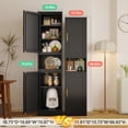 thumbnail image 5 of Tall Metal Bathroom Storage Cabinet, 67" Slim Narrow Organizer with Adjustable Shelves & Open Compartments, for Bathroom, Living Room, Home Office, Black, 5 of 8