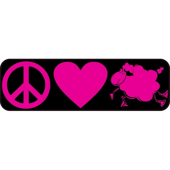 10in x 3in Peace Love Sheep Magnet Vinyl Vehicle Magnetic Animal