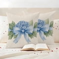 thumbnail image 3 of Hydrangea Flower Outdoor Waterproof Pillow Covers, Pastoral Blue Bow Floral Spring Lraf Decorative Square Throw Pillowcase Sofa Cushion Sham for Patio/Couch/Chair, 18"x18" 2 Pack, 3 of 8