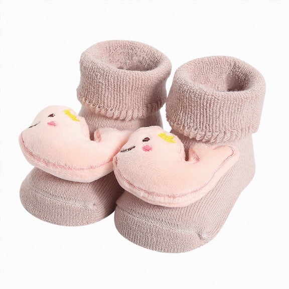 WUANDIXFA Baby Crew Socks Cute Soft Baby Winter Socks Newborn Floor Socks Floor Crawling Socks for Newborn Baby Kids,B,0-12 Months