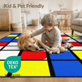 thumbnail image 4 of ODIKA 8'x10' Washable Area Rug Composition Modernist Interlocking Abstract Geometric Layout for King Size Bedroom Under Bed, Master Suite, Non-Shedding, Easy Care, 4 of 7