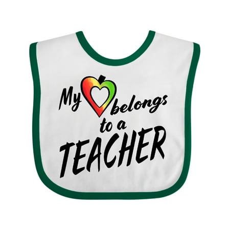 

Inktastic My Heart Belongs to a Teacher Gift Baby Boy or Baby Girl Bib