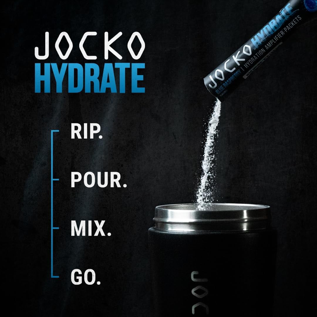 Jocko Fuel Hydrate Electrolytes Powder Packets - No Sugar, 16 Packets (Blue Raspberry)