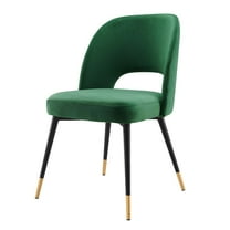 Side Dining Chair, Velvet, Green, Modern Contemporary Urban Design, Kitchen Room Cafe Bistro Restaurant Hospitality