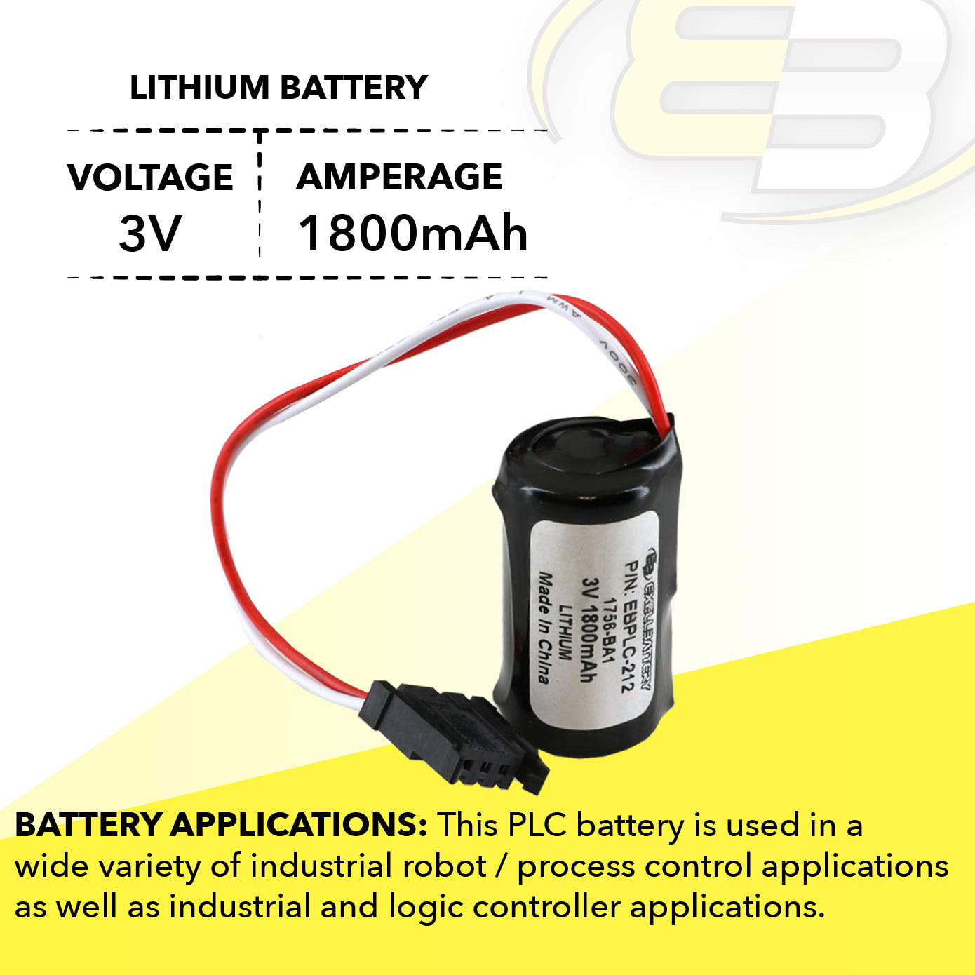 PLC 3V 1800mAh Battery Replaces Energy B9670AB 1756-BA1 94194801 1756-L1 