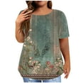 thumbnail image 2 of Vivianyo HD Plus Size Tops for Women Fashion Casual Floral Printing Shirts Short Sleeve Loose Tee Slim Tops Round Neck Tunic Blouse, 2 of 6
