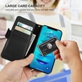 thumbnail image 4 of Wallet Case for iPhone 14 Pro Max 5G, Genuine Leather Support Wireless Charging RFID Blocking Flip Case Card Slots Holder, Kickstand Book Folding Folio Cover with Wrist Strap 6.7 Inch(Black), 4 of 17