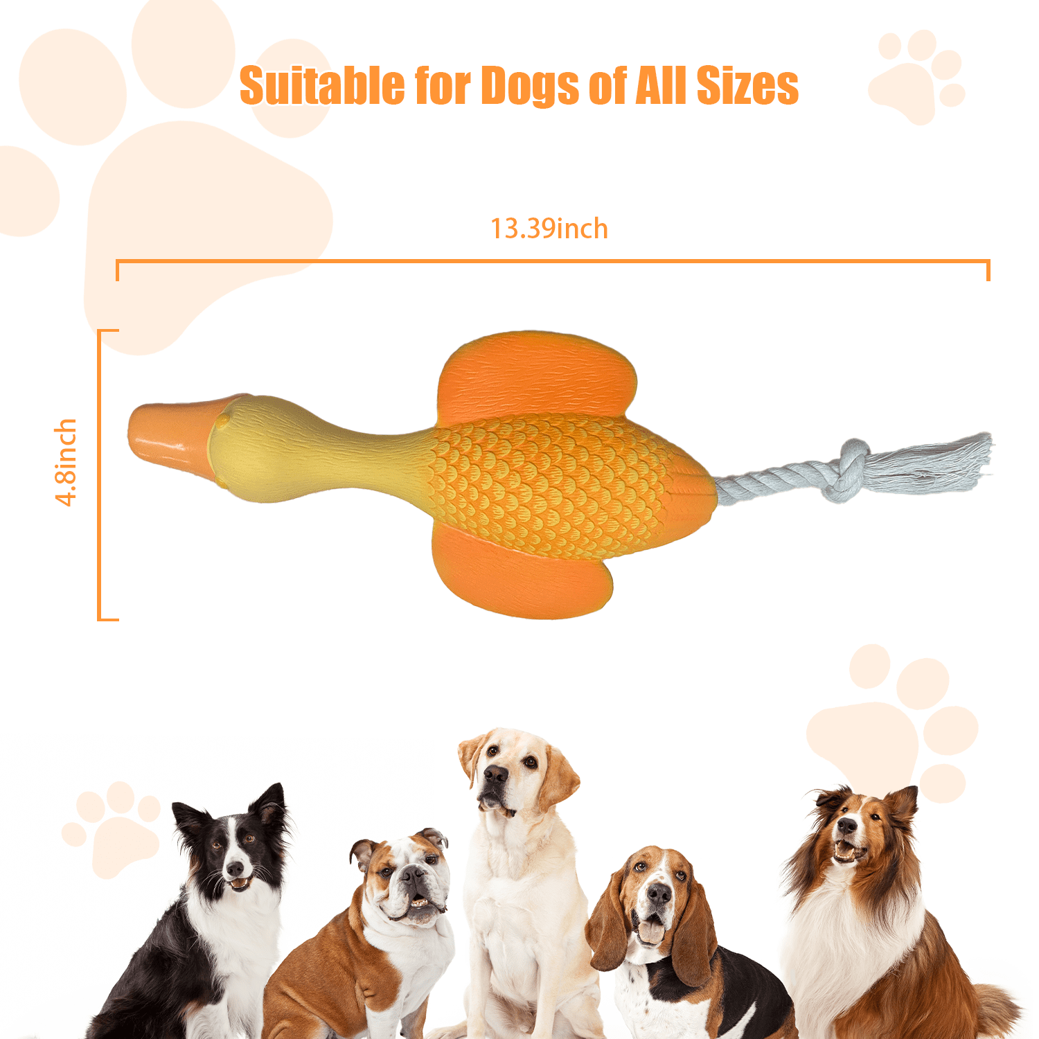 Latex Duck Dog Toys,Interactive Tug of War Dog Toy,Original Sound Squeaks,Durable Chew-Resistant Design for Clean Teeth,Great for Fetch, Casual Playtime, and Regular Chewing