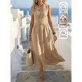 thumbnail image 3 of Womens Khaki Sleeveless Maxi Dress, Casual Summer Vocation Criss-Cross, 3 of 4