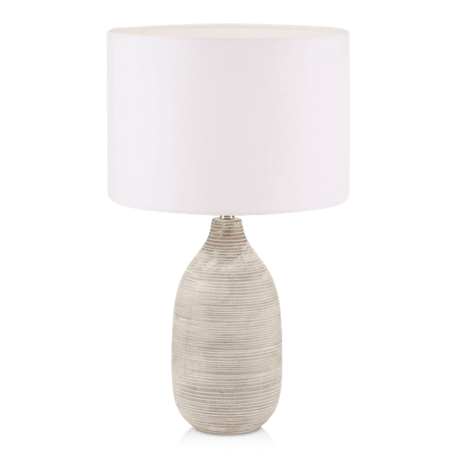 Bouclair Lampe de Table en Céramique Blanche à Rayures