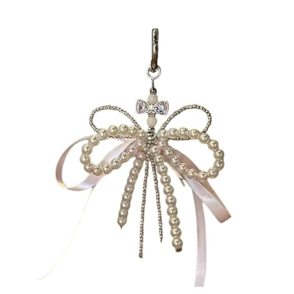 JZROCKER Stylish Pearls Like Bowknot Charm Purse Pendant Adds Personality to Bag Portable for Student and Professional Use