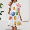 thumbnail image 2 of Candy Pattern Rainbow Lollipop Dress Summer Street Style Dresses Female Short Sleeve Printed Sundress, 2 of 7