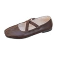 thumbnail image 2 of Women's Square Toe Ballet Flats With Crossed Straps Breathable Soft Sole On Lightweight Non Comfortable Casual Walking Shoes For Everyday Wear Brown 39, 2 of 9