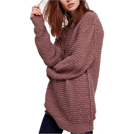 Free People Womens Menace Solid Tunic Sweater, Purple, X-Small