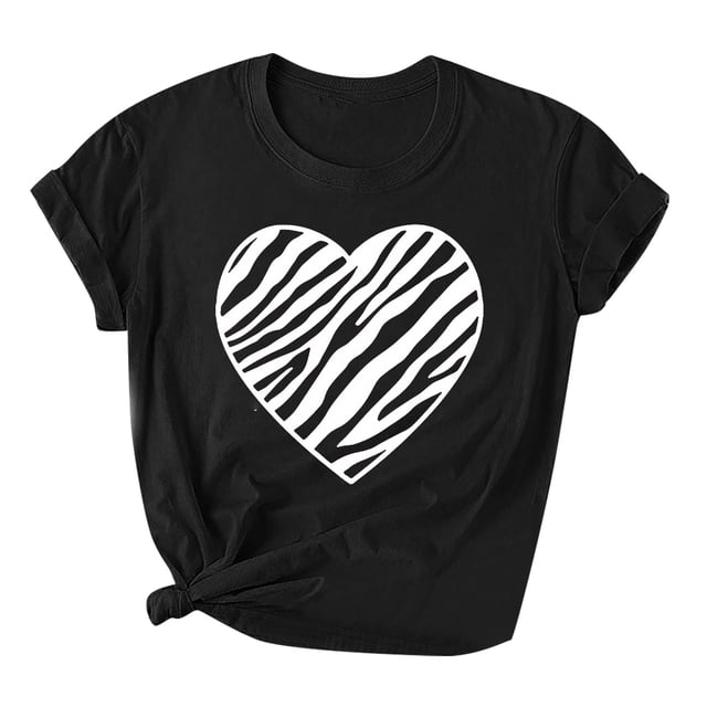 Heliisoer Hauts pour Femmes, Liquidation d'Été Mode Femmes T-shirt à Manches Courtes Imprimé de la Saint-Valentin Hauts Graphiques Fantaisie
