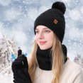 thumbnail image 3 of Rdhnmea Women Winter Beanie Hat Scarf Gloves Set, 3 Pcs Fleece Knitted Pompom Hat Thick Warm Neck Scarf and Gloves Winter Gift Accessories, 3 of 9