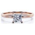 thumbnail image 1 of JeenMata Anillo de Compromiso con Solitario de Moissanita de Corte Princesa de 1 Quilate con Certificación Engastado en Garras en Baño de Oro Rosa de 18 K sobre Plata, 1 of 7