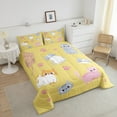 thumbnail image 3 of Erosebridal Cartoon Cat Comforter Set Twin Size Colorful Cats Bedding Set Teen Cute Kitten Paw Print Quilt Set Colorful Kawaii Cats Duvet Set Yellow 1 Pillow Case Bedroom Decor, 3 of 6