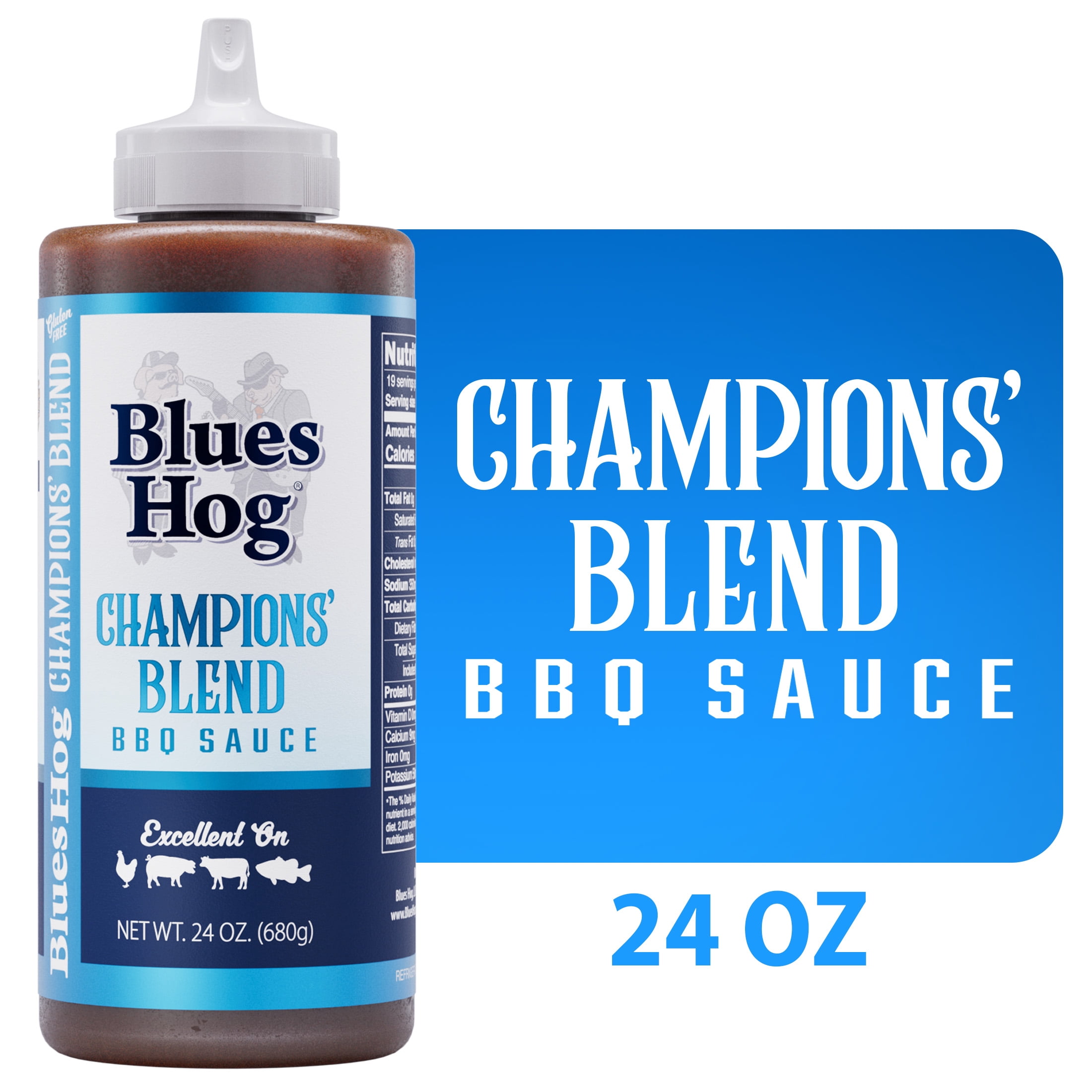(6 pack) Blues Hog Champions' Blend BBQ Sauce, Gluten-free, 24 oz