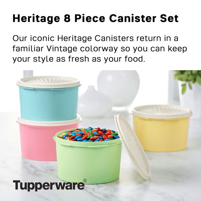 Tupperware Heritage Plastic 3.85-Cup Food Storage Canister Set