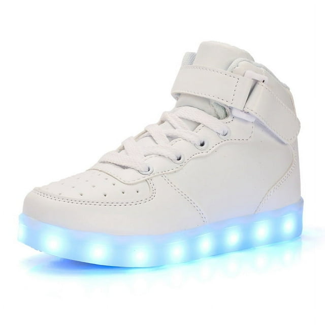 Zapatos con luz LED recargables por USB, zapatos con luz LED, zapatos casuales de moda para niños de caña alta, zapatos de tabla luminosos