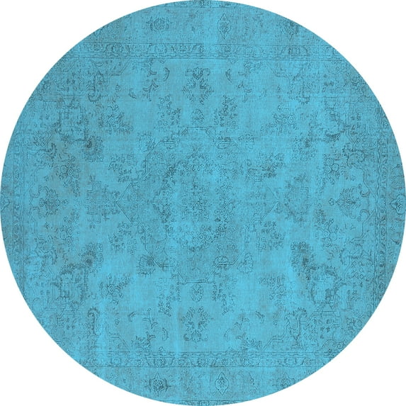Ahgly Company Indoor Round Oriental Light Blue Industrial Area Rugs, 8' Round