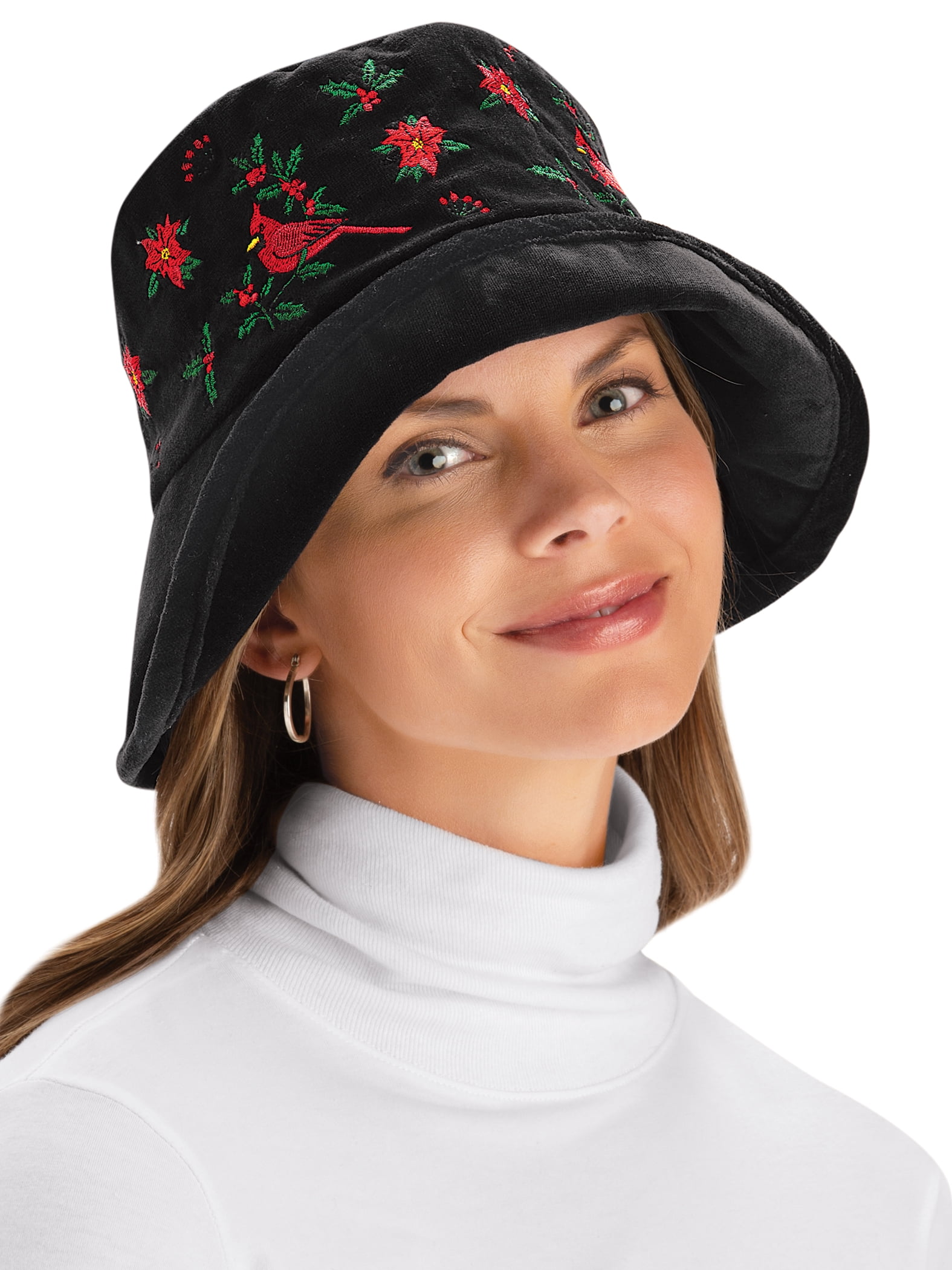 Cardinal and Poinsettia Embroidered 