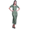 thumbnail image 1 of Moomaya Long Bodycon Maxi Dress For Womens Short&nbsp;Sleeve V neck Printed Jersey T-shirt Dress, 1 of 6