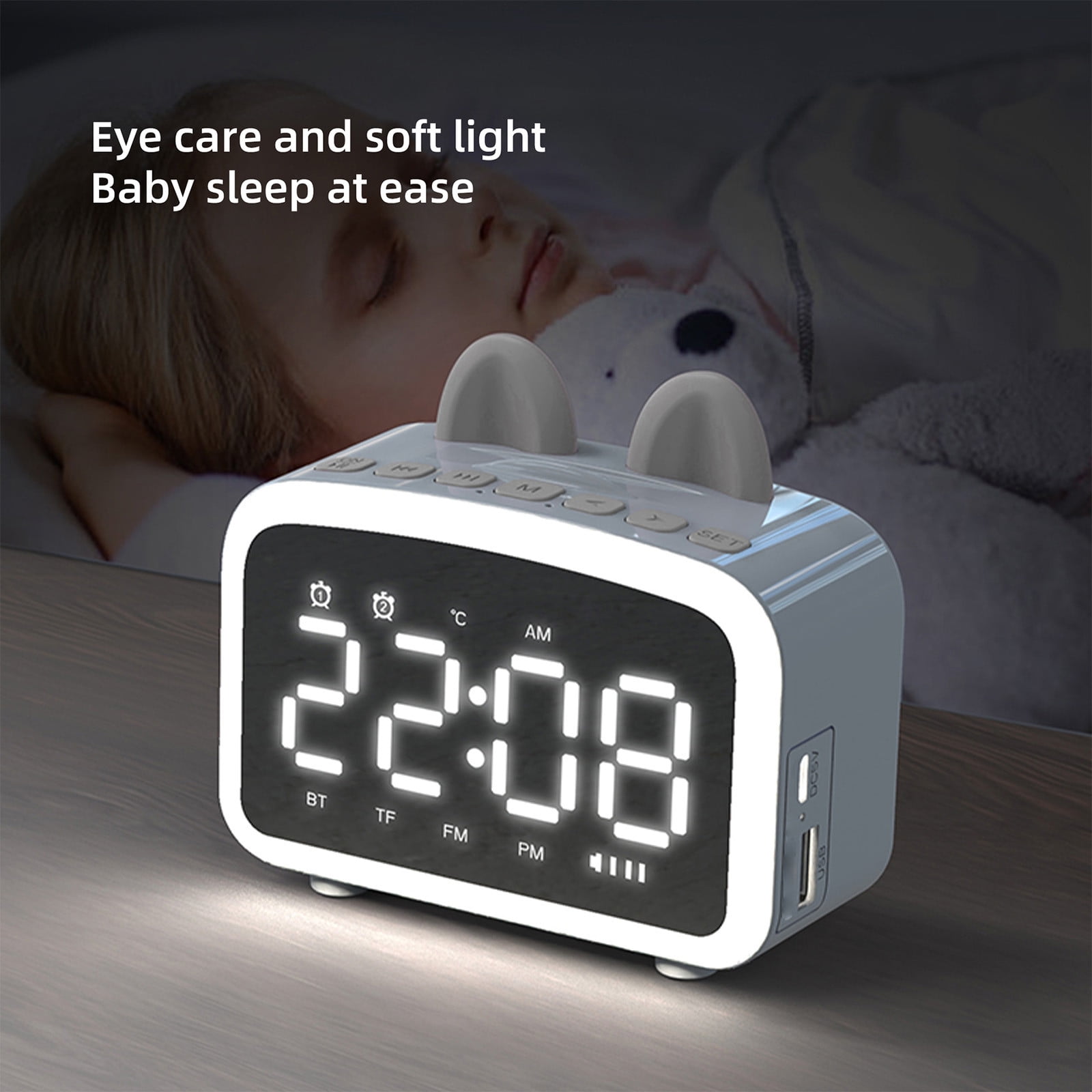 PUREKKI Multifunctional Desktop Bluetooth Speaker with Alarm Clock, FM Radio, SD Card Playback, Hands-Free Calling, Compact Size for Bedside and Office Use