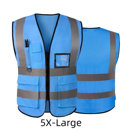 

Reflective Safety Vest For Women Men High Visibility Security With Pockets Zipper Front Meets ANSI/ISEA Standards