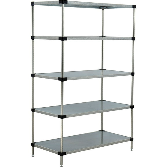 Nexel 5 Shelf Galvanized Steel Solid Shelving Unit Starter 36""W x 24""D x 63""H