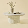 thumbnail image 5 of Kevinplus 35 Inch Fiberglass Round Coffee Table for Living Room Vintage Table,Imitation Stone Table front of the Sofa, Office, Apartment, No Need Assembly, 5 of 12