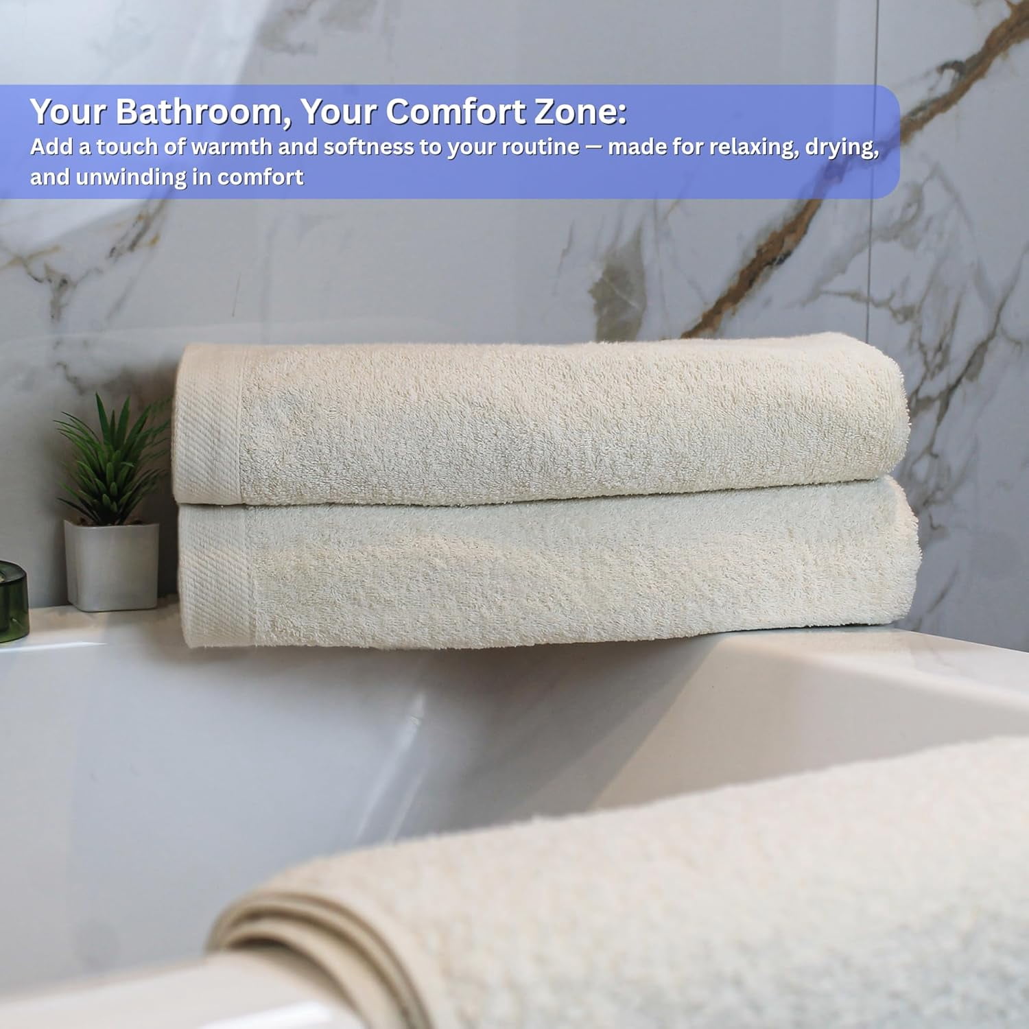 Bath Sheets Pack of 3 Oversized Towels 32x68 Inch 100 Percent Ring-Spun Cotton Quick Dry Soft Absorbent Luxury Bath Towels Ivory
