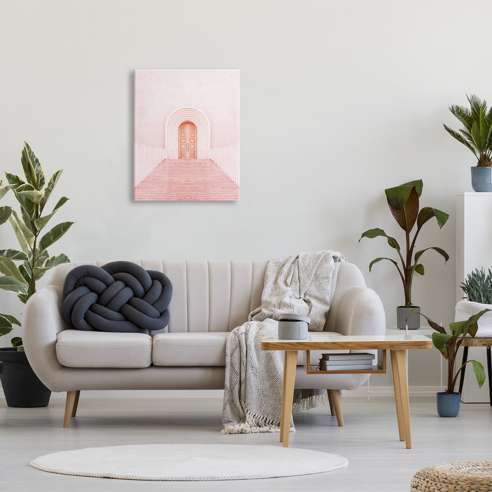 Stupell Industries Pink Door Architecture Travel & Places Photography Gallery Wrapped Canvas Art Print Wall Art, 24 x 30