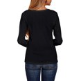thumbnail image 1 of Guardurnaity Camiseta de mujer Blusa casual de manga larga con cuello en V de color sólido Prendas para la parte del cuerpo Negro SG Guardurnaity AP003436-04, 1 of 6