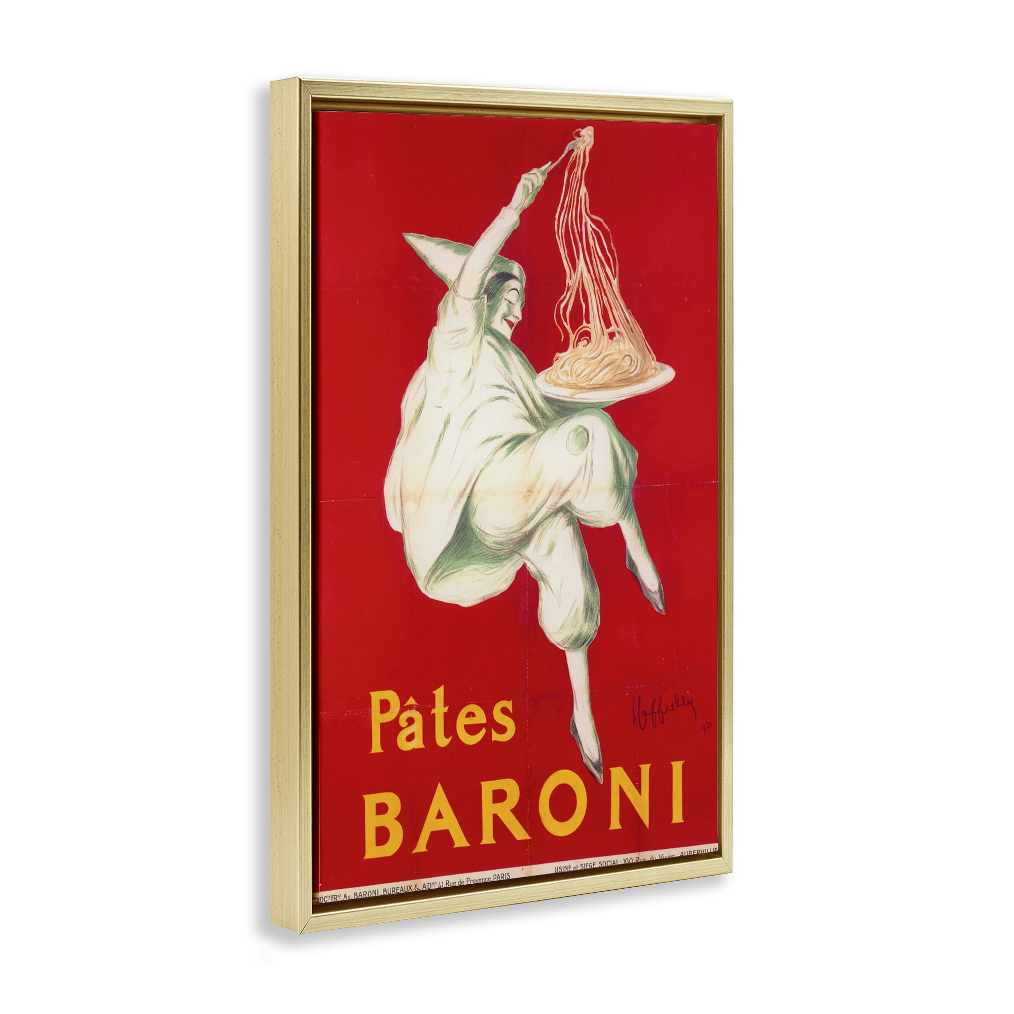 Stupell Industries Pates Baroni Advertisement Gold Framed Floater Canvas Wall Art, design by Vintage Hustle