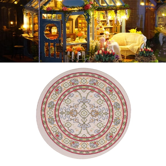 Alfombra Redonda Para Casa De Muñecas, Alfombra Para Casa De Muñecas Realista 1: 12, Tela Tejida Exquisita Para Decoración De Casa De Muñecas