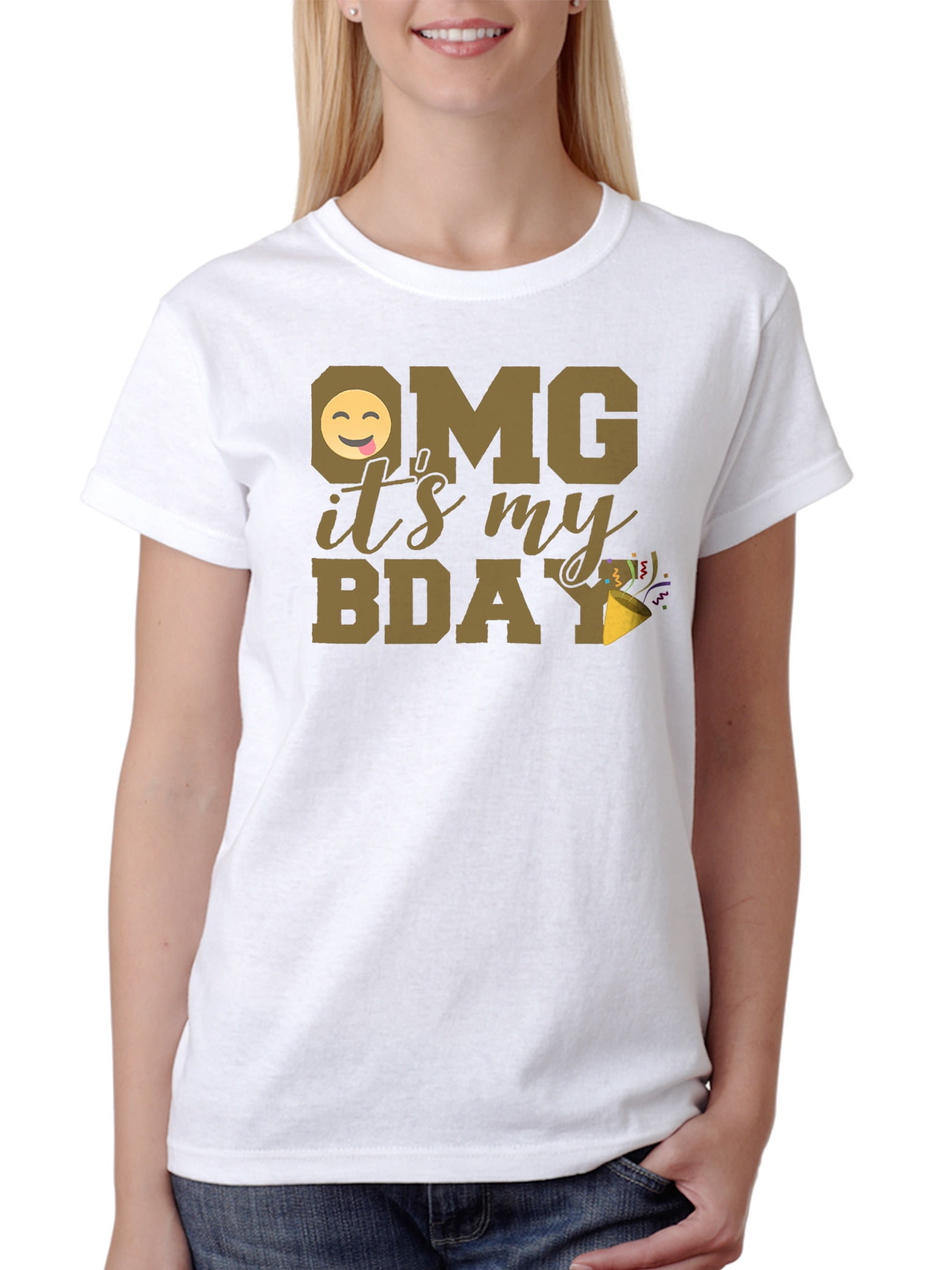 Download Tee Bangers - Omg It's My Birthday Emoji Women's T-shirt ...