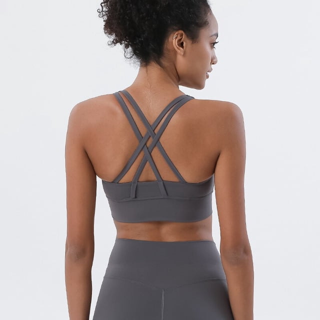 SOISOU Nylon Top Mujer Sujetador Sexy Top Mujer Ropa interior transpirable Mujer Fitness Yoga Sujetador deportivo para mujer Gimnasio 26 colores Tan Jianjun unisex