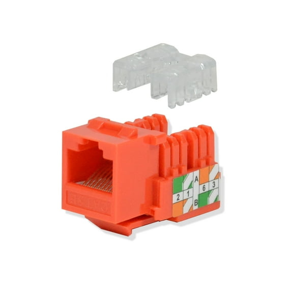 100 pack lot Keystone Jack Cat5e Orange Network Ethernet 110 Punchdown 8P8C