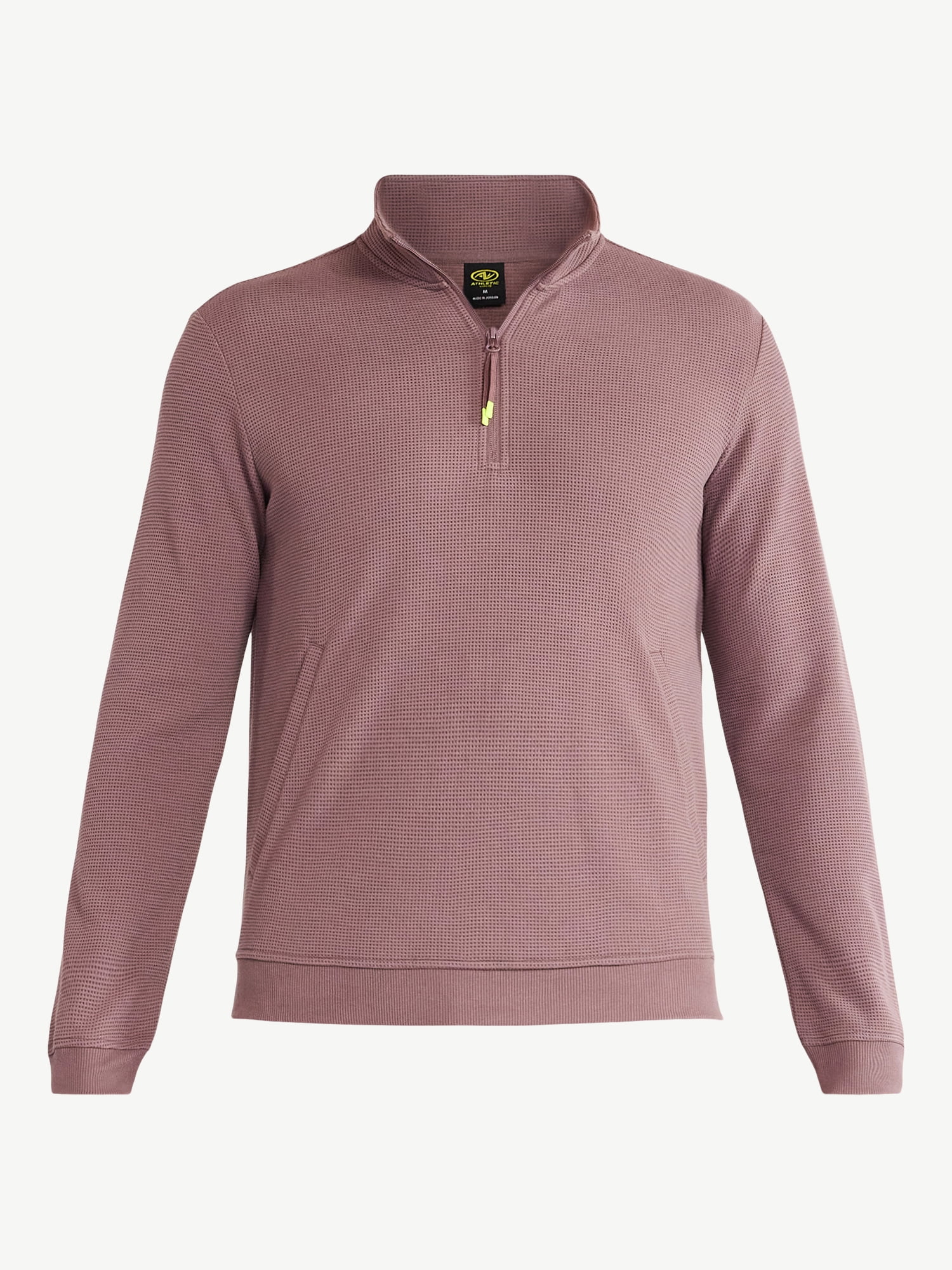 Athletic Works Men's and Big Men's Waffle Quarter Zip Pullover, Sizes S-3XL