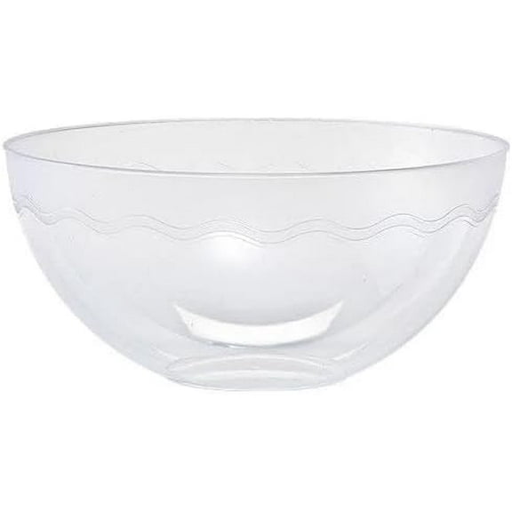 EcoQuality 100 oz Clear Round Plastic Serving Bowl – Durable, Disposable, Reusable, Lightweight Large Salad and Snack Bowl for Parties, Catering, and Everyday Use (1)